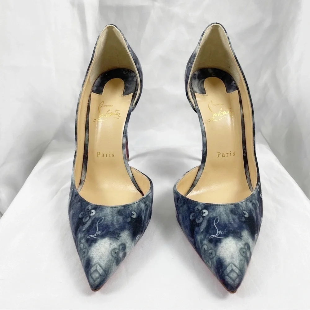 Christian Louboutin Iriza Jean Punk Pointed Toe Logo Stiletto Pumps EU 40.5